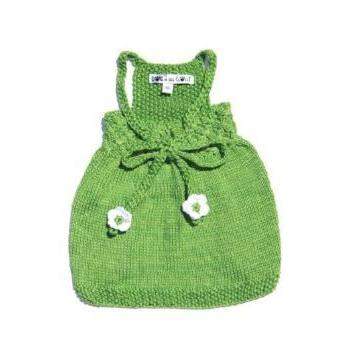 The Daisy - Green Hand Knit Sweater Dress.