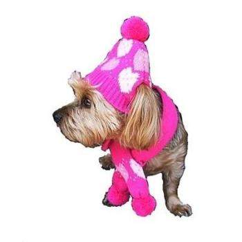 Pink Hearts Hat & Scarf Set.