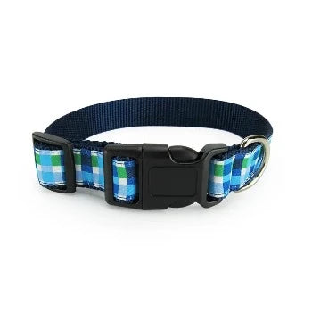 Summer Plaid (Blue) Collar & Leash Collection