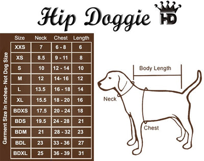 Hip Doggie Gingerbread Cookie Dog Tee Size Chart-Paws & Purrs Barkery & Boutique