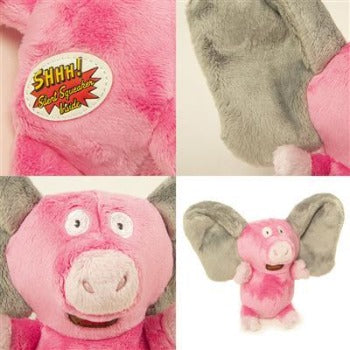 GoDog Pig/Elephant Silent Squeaker Dog Toy with Chew Guard Technology