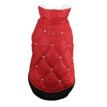 HD Rhinestone Red Puffer Vest.