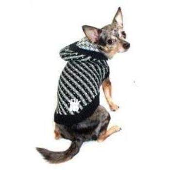 Black Candy Striped Hooded Dog Sweater.