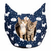 Pet Krewe Navy Hooded Cat Bed/Cave with Cat Designs-Paws & Purrs Barkery & Boutique