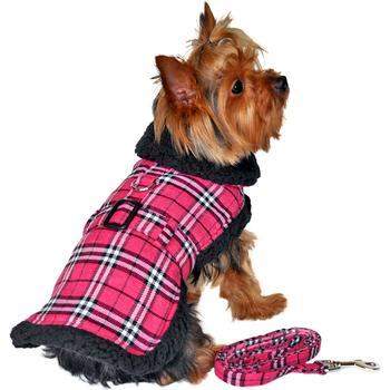 Hot Pink Plaid Classic Dog Harness Coat.
