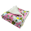 Double Layered Ultra Soft Minky/Plush Bumblebee and Flowers Blanket