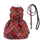 Red Plaid Harness Dress with Matching Leash