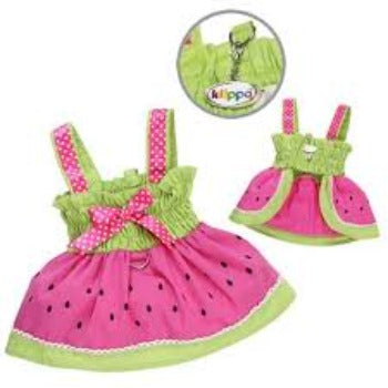 Klippo_Pink_and_Green_Juicy_Watermelon_Dog_Sundress_Front_and_Back_Views