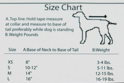 Max's Closet Dog Dress Sizing Chart