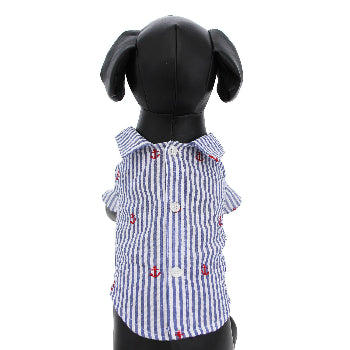 Navy Striped Anchor Dog Shirt.