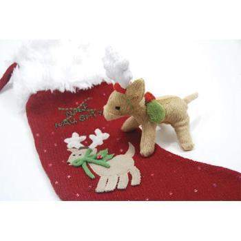 Oscar Newman Naughty or Nice Christmas Stocking w/Reindeer Toy.