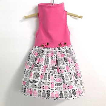 Pink Top with Owl Print Skirt Dress.