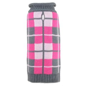 Oxford Plaid Pink Roll Neck Dog Sweater.