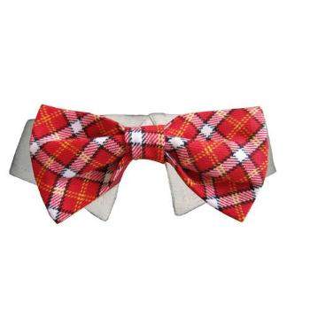 Red Checker Shirt Collar & Bow Tie.