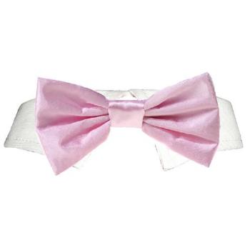 Pooch Outfitters Pink Satin Shirt Collar & Bow Tie.