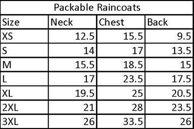 Doggie Design Packable Dog Raincoat Size Chart-Paws & Purrs Barkery & Boutique