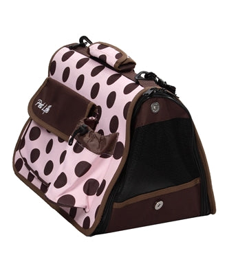 Polka Dot Folding Casual Pet Carrier w/ Bottle Holder and Pouch