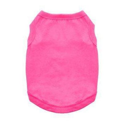 A pink cotton dog tank top with a high-cut tummy design, suitable for small to large dogs.