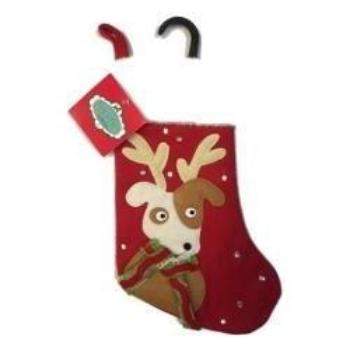 Dog with Antlers Christmas Stocking