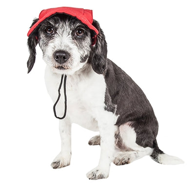 Pet Life Red  'Cap-tivating' UV protectant Adjustable Fashion Dog Hat Cap