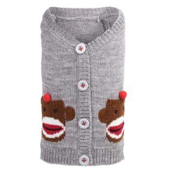Sock Monkey Dog Cardigan Sweater.