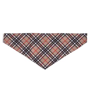 Tan Plaid Dog Bandana.