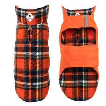 Fargo Fleece Reversible Jacket - Orange & Navy Plaid