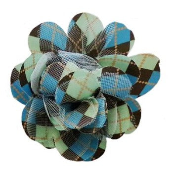 Teal Argyle Collar Flower.
