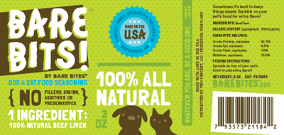 Bare Bits Beef Liver Food Topping - 3 oz.