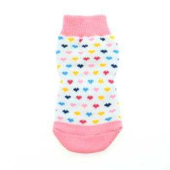 Pink and White Hearts Non-Skid Dog Socks.