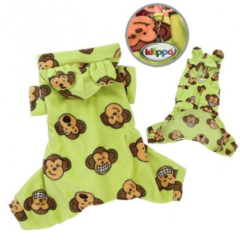 Silly Monkey Fleece Hooded Pajamas - Lime.