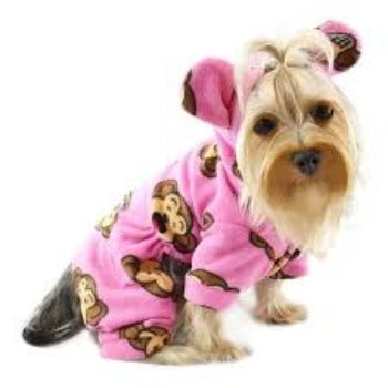 Silly Monkey Fleece Hooded Pajamas - Pink.