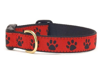 Up Country Red & Black Paw Dog Collar